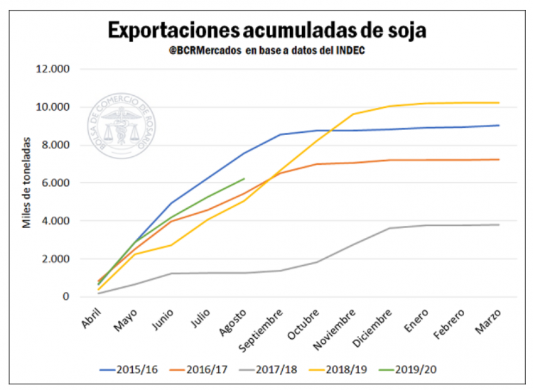 Más del 46 % de ingresos a Argentina desde abril, proviene del maíz y la soja
