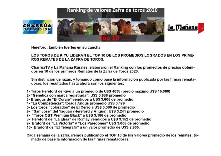 Con agilidad y buenos valores se realizó el remate Los Toros de Kiyú