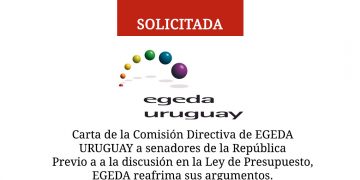Carta de la Comisión Directiva de EGEDA URUGUAY a senadores de la República Previo a a la discusión en la Ley de Presupuesto, EGEDA reafrima sus argumentos.
