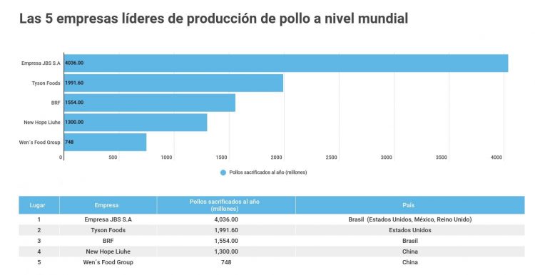 Las principales empresas productoras de pollo y huevos en el mundo y la región