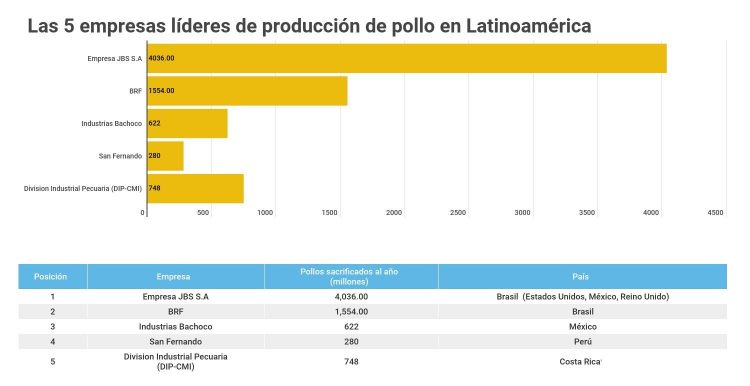 Las principales empresas productoras de pollo y huevos en el mundo y la región
