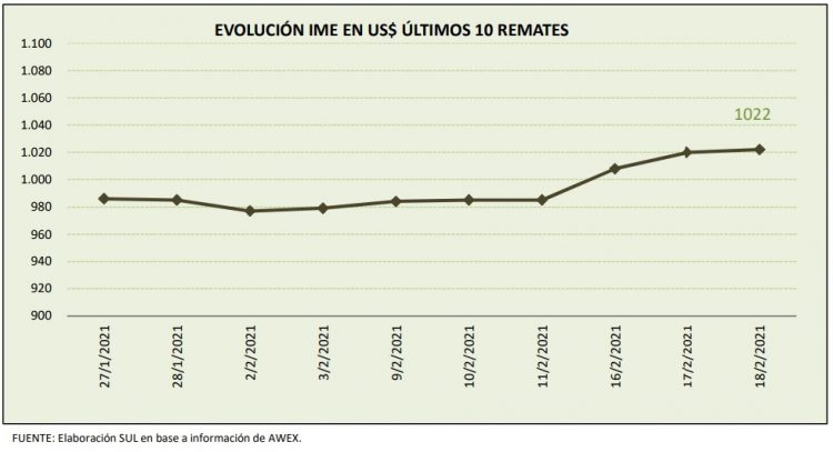 Esta semana la lana se afirmó sobre los US$ 10 y recupera los valores perdidos hace un año