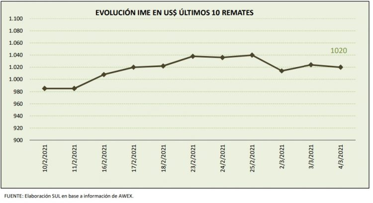 Esta semana la lana bajó 1,9% y el valor promedio quedó en US$ 10,20