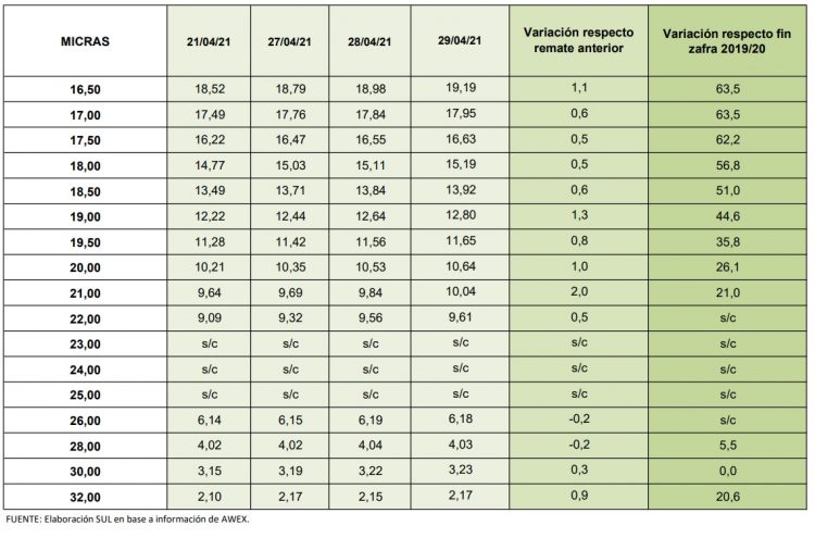 El precio internacional de la lana se afirma y sube a US$ 10,45