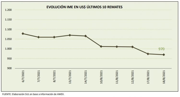 Nueva caída de la lana que retrocedió su valor a US$ 9,70