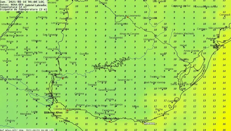 Pronunciado gradiente térmico se espera esta semana entre el Norte y Sur de Uruguay