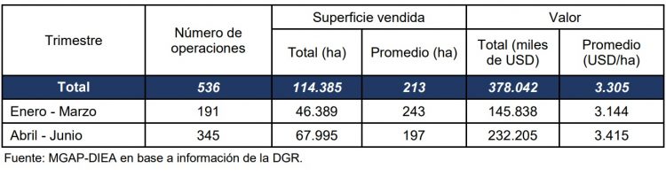 El precio promedio de tierras para uso agropecuario cayó 6% en el primer semestre