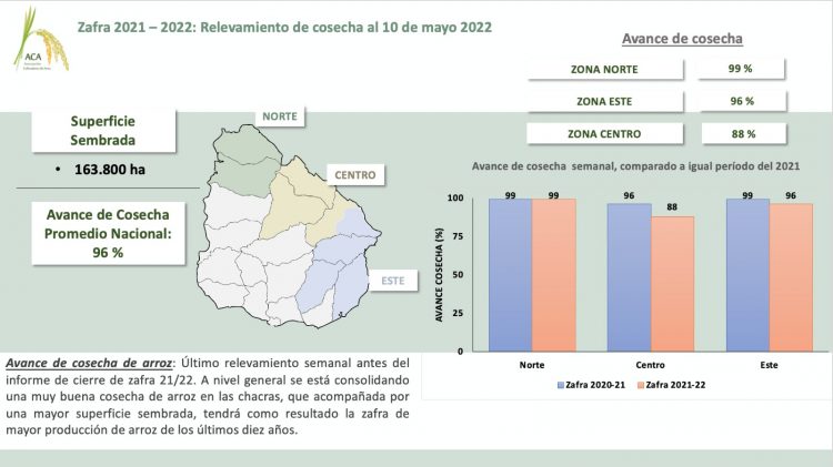 La cosecha de arroz a punto de terminar su zafra 21/22
