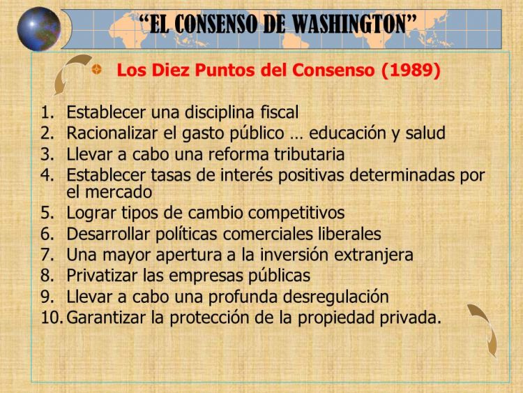 Del Lector: Rémoras del Consenso de Washington