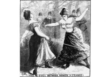 Mme. de Valsayre a punta de espada