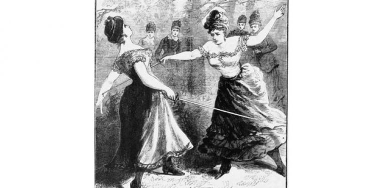 Mme. de Valsayre a punta de espada