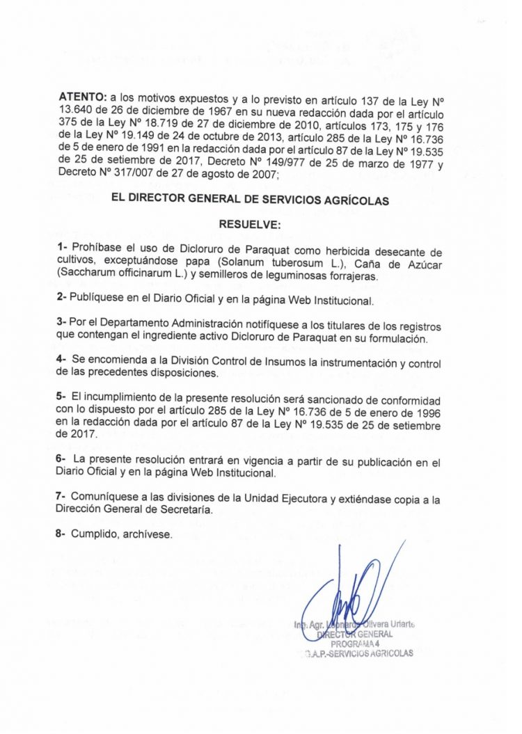 Servicios Agrícolas recuerda que el uso de Paraquat no está registrado para soja
