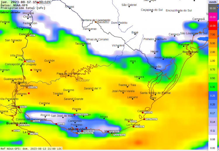 Se esperan precipitaciones significativas entre miércoles y jueves