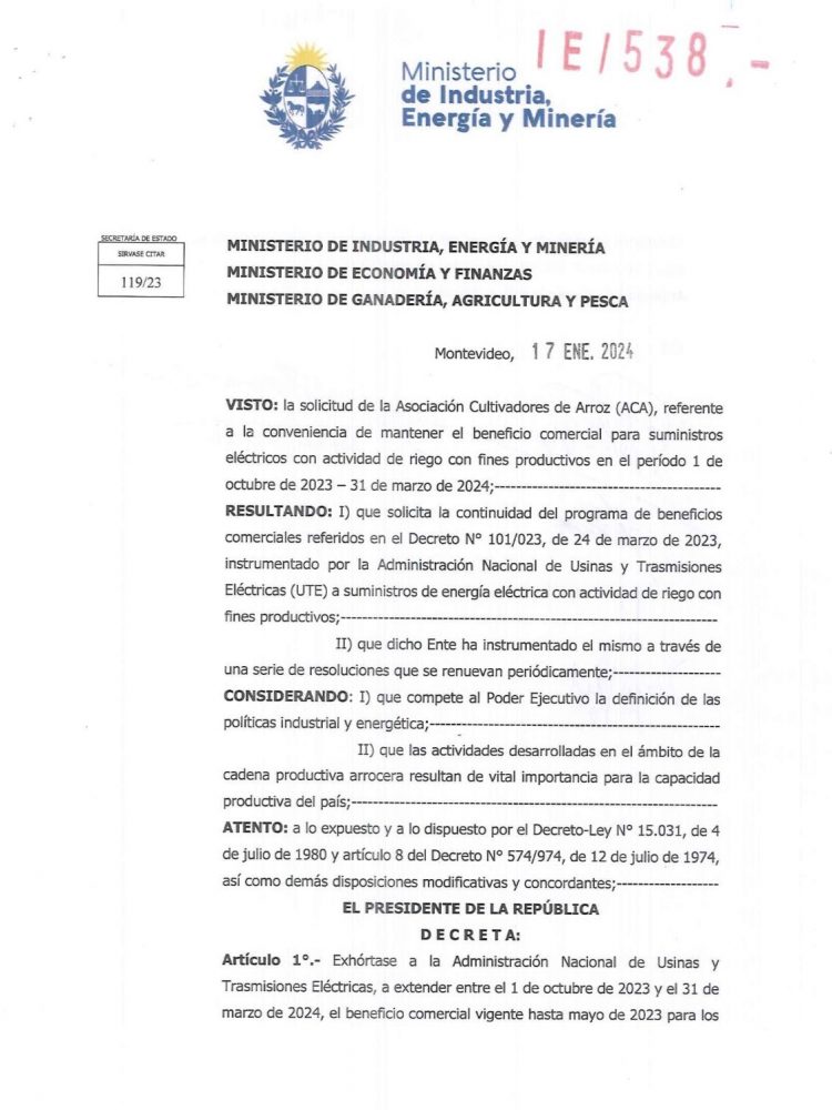 Se amplió el período de descuento de energía eléctrica para riego productivo