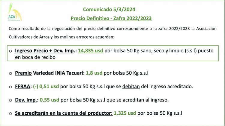 ACA inaugura la cosecha de arroz 2024 en el establecimiento de Ernesto Aguirre