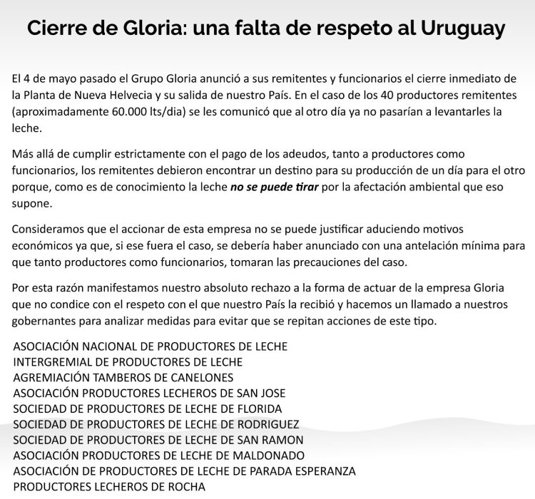 Gremiales cuestionan forma en que se comunicó el cierre de Grupo Gloria