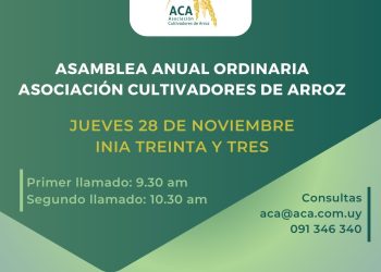 El jueves 28 será la Asamblea Anual de ACA