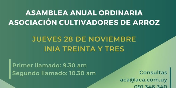 El jueves 28 será la Asamblea Anual de ACA