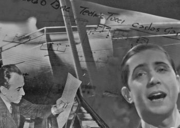 Gardel ensaya con sus guitarristas