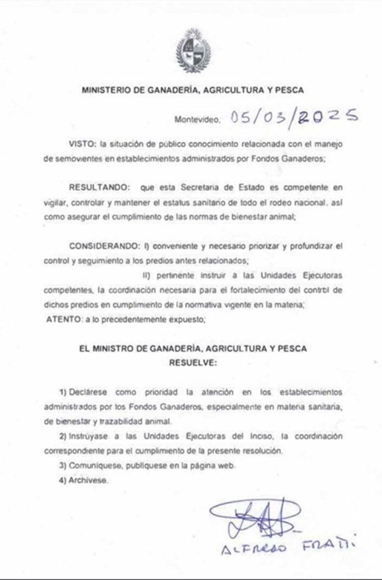 MGAP resolvió declarar “prioridad” la atención de los fondos ganaderos